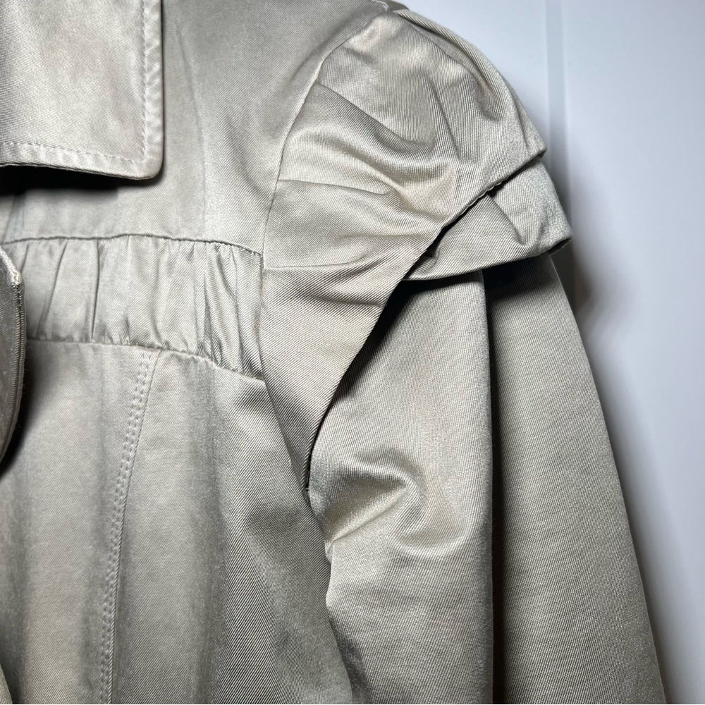 KUT from the Kloth Women's Tan Trench Coat Size Large Ivory Tan Buttons Fitted - Picture 3 of 11